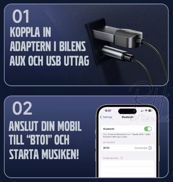 Instruktioner Aux till Bluetooth Adapter